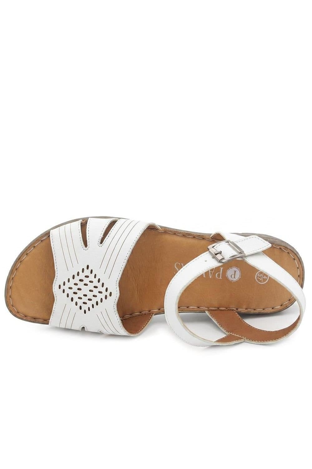Pavers Pavers Women's Leather Buckle Fasten Casual Sandals in White - 4