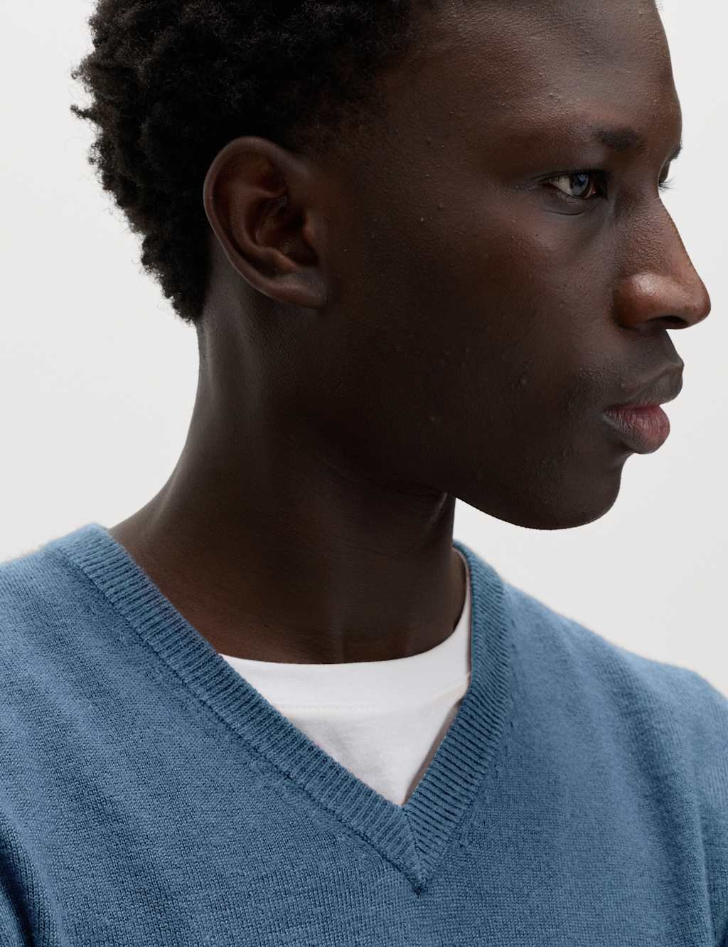 Marks & Spencer M&S Cashmilon™ V-Neck Jumper Denim - 2