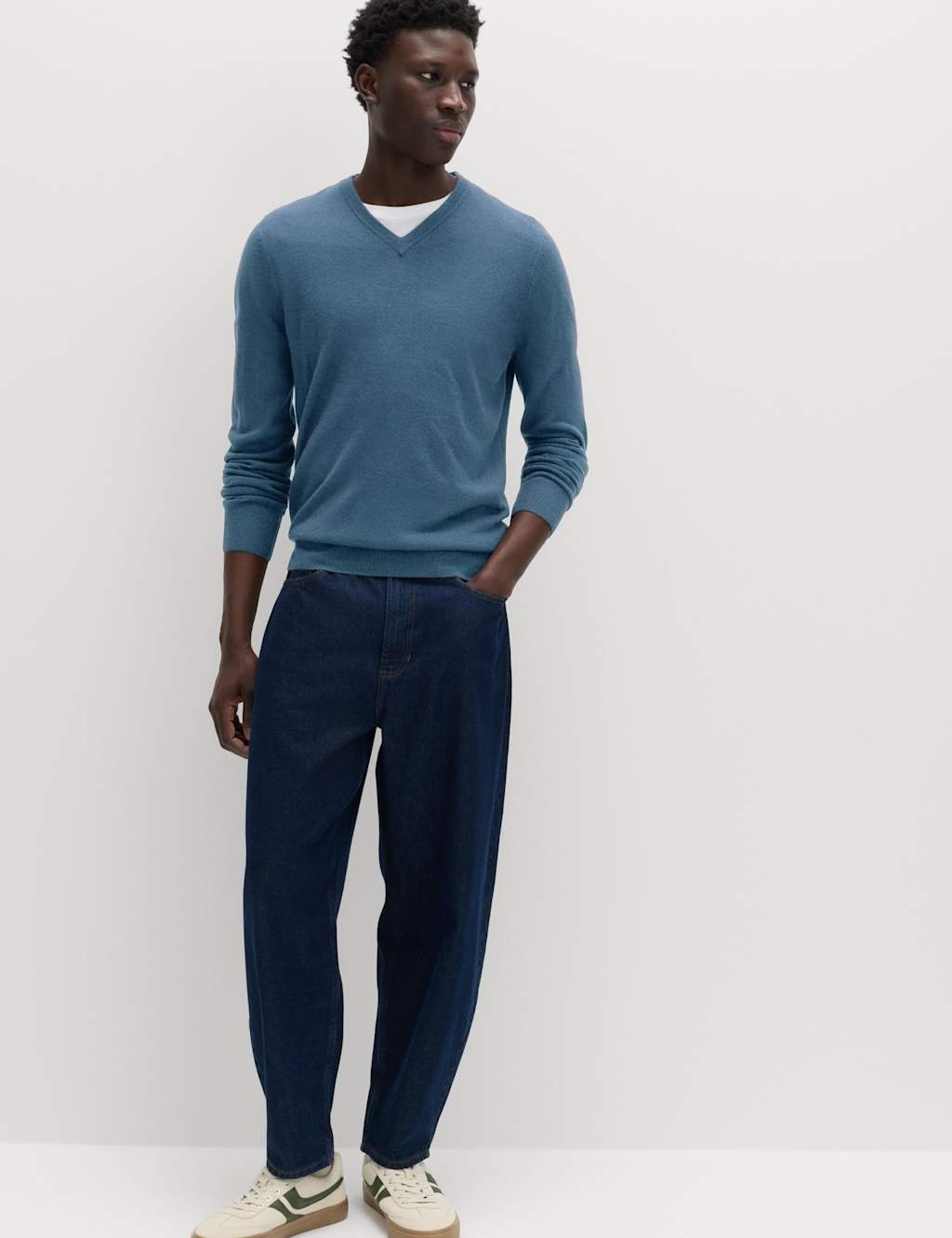 Marks & Spencer M&S Cashmilon™ V-Neck Jumper Denim - 4