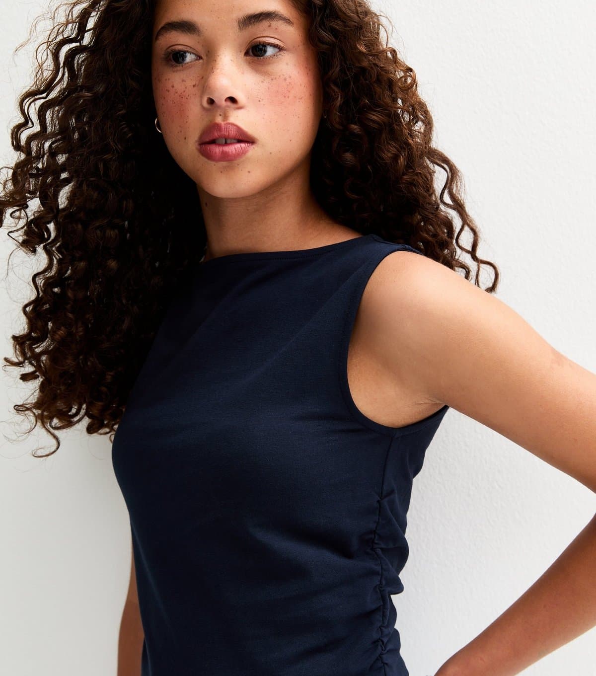 New Look New Look Navy Jersey Ruched Vest