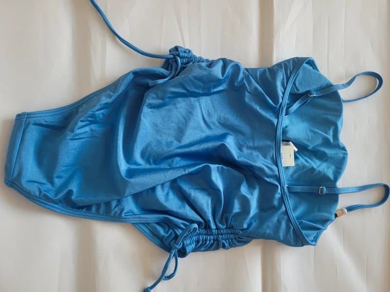 New Look New Look Blue ruched side swimsuit size 12