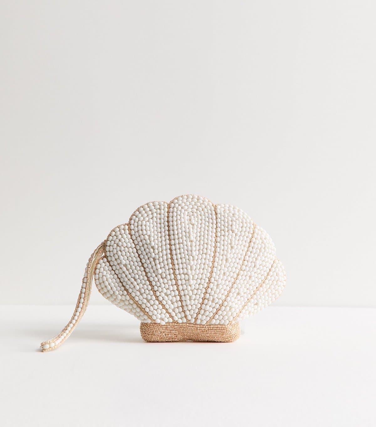 New Look Cream Beaded Shell Pouch New Look