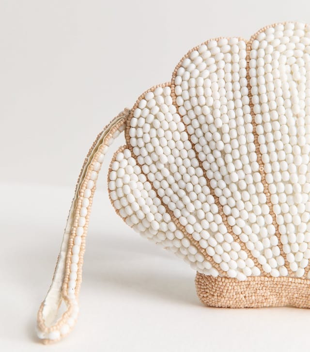 New Look Cream Beaded Shell Pouch New Look - 3
