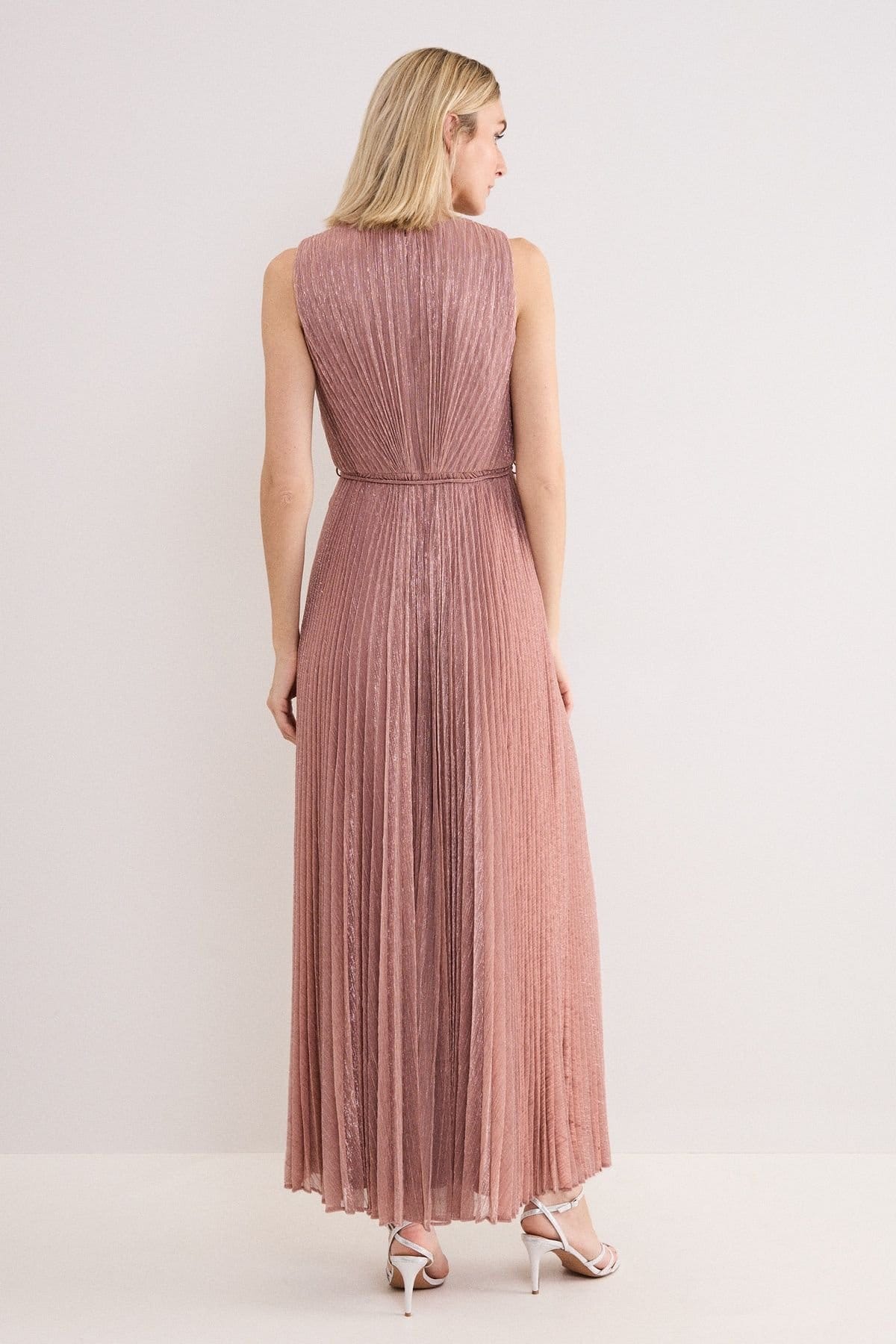Phase Eight Phase Eight Women's Simara Flower Detail Pleated Maxi Dress in Dusty Pink - 4