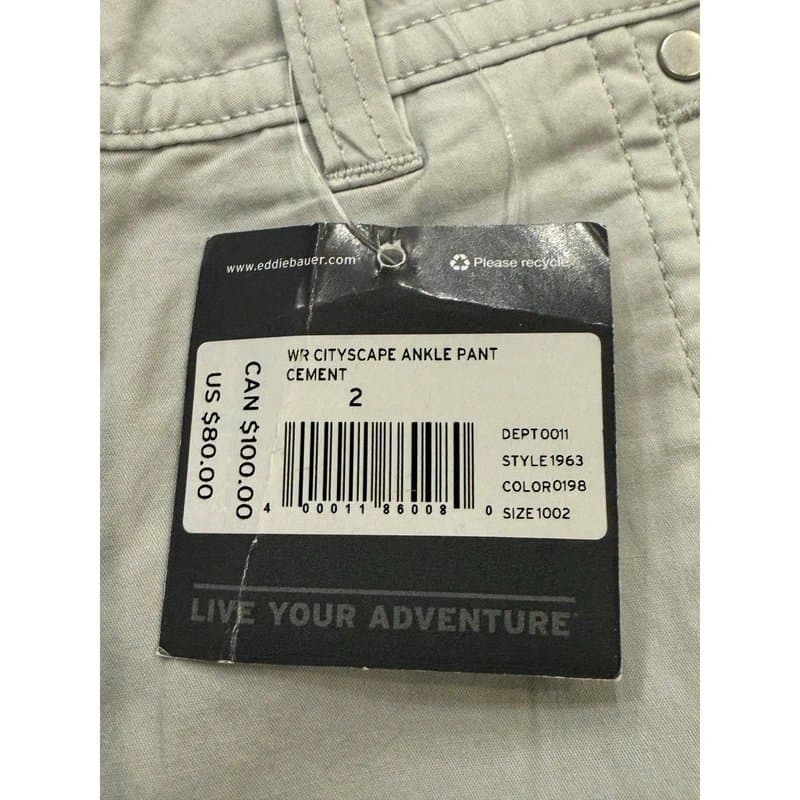 Eddie Bauer Eddie Bauer Cement Ankle Pant Cityscape Slightly Curvy Slim Ankle Zip 2 NWT $80