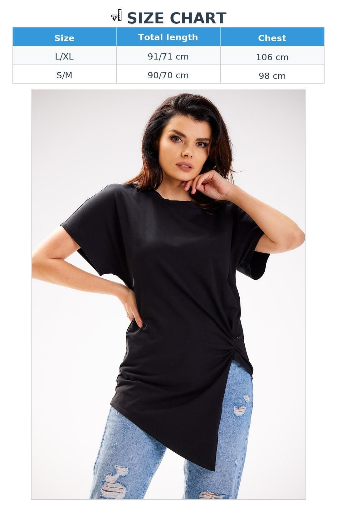 Love Lace Love Lace Women's Asymmetrical Cotton Blouse in Black - 4