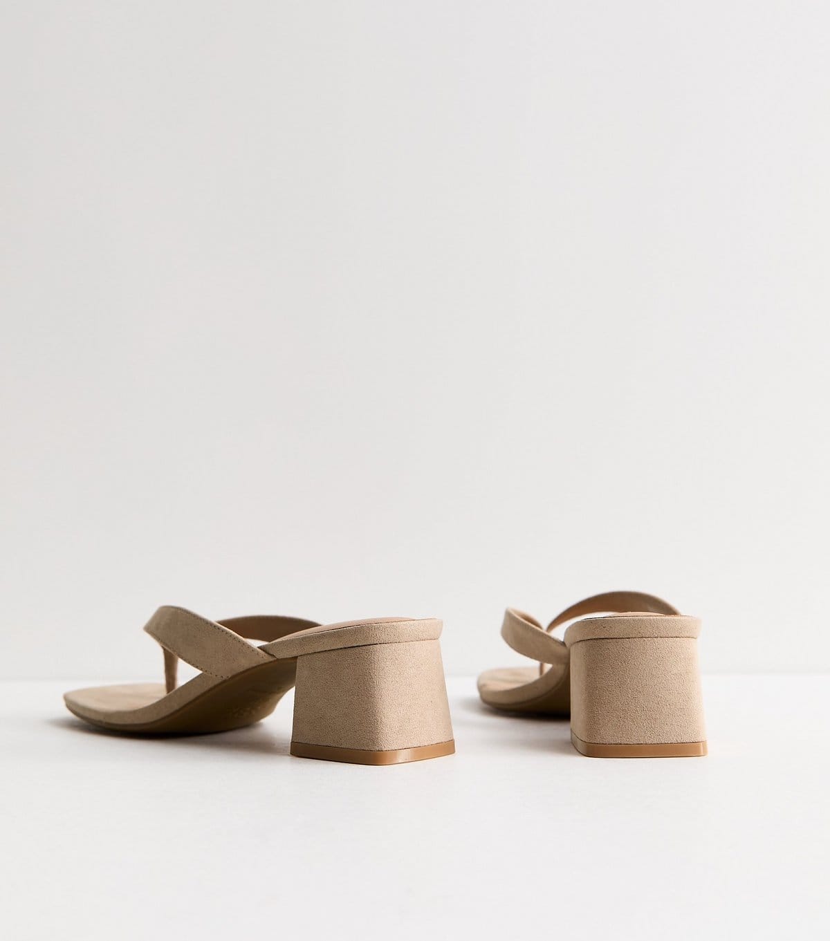 New Look Women's Light Brown Faux Suede Toe Post Block Heel Sandals Vegan New Look - 4