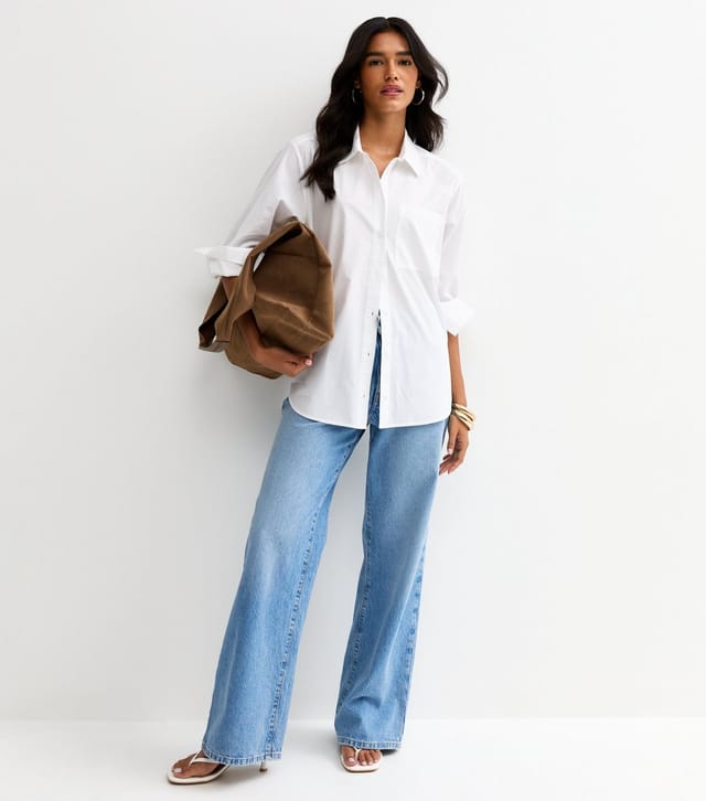New Look Women's White Poplin Curved Hem Shirt New Look - 3