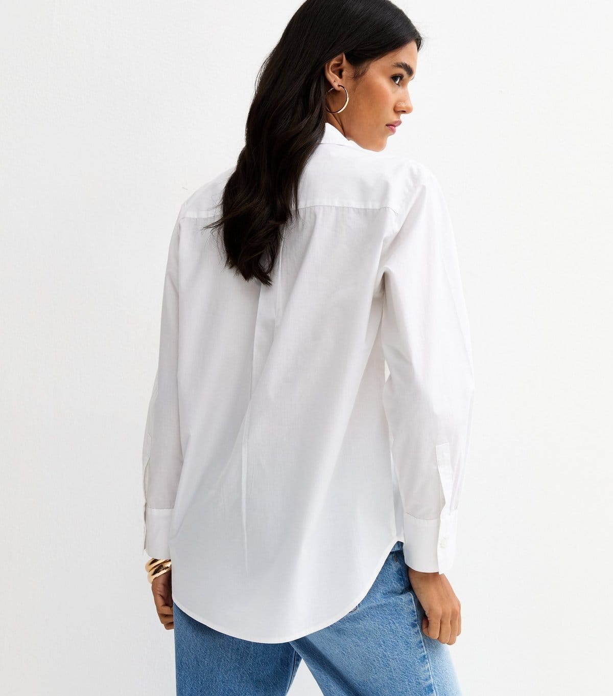 New Look Women's White Poplin Curved Hem Shirt New Look - 4