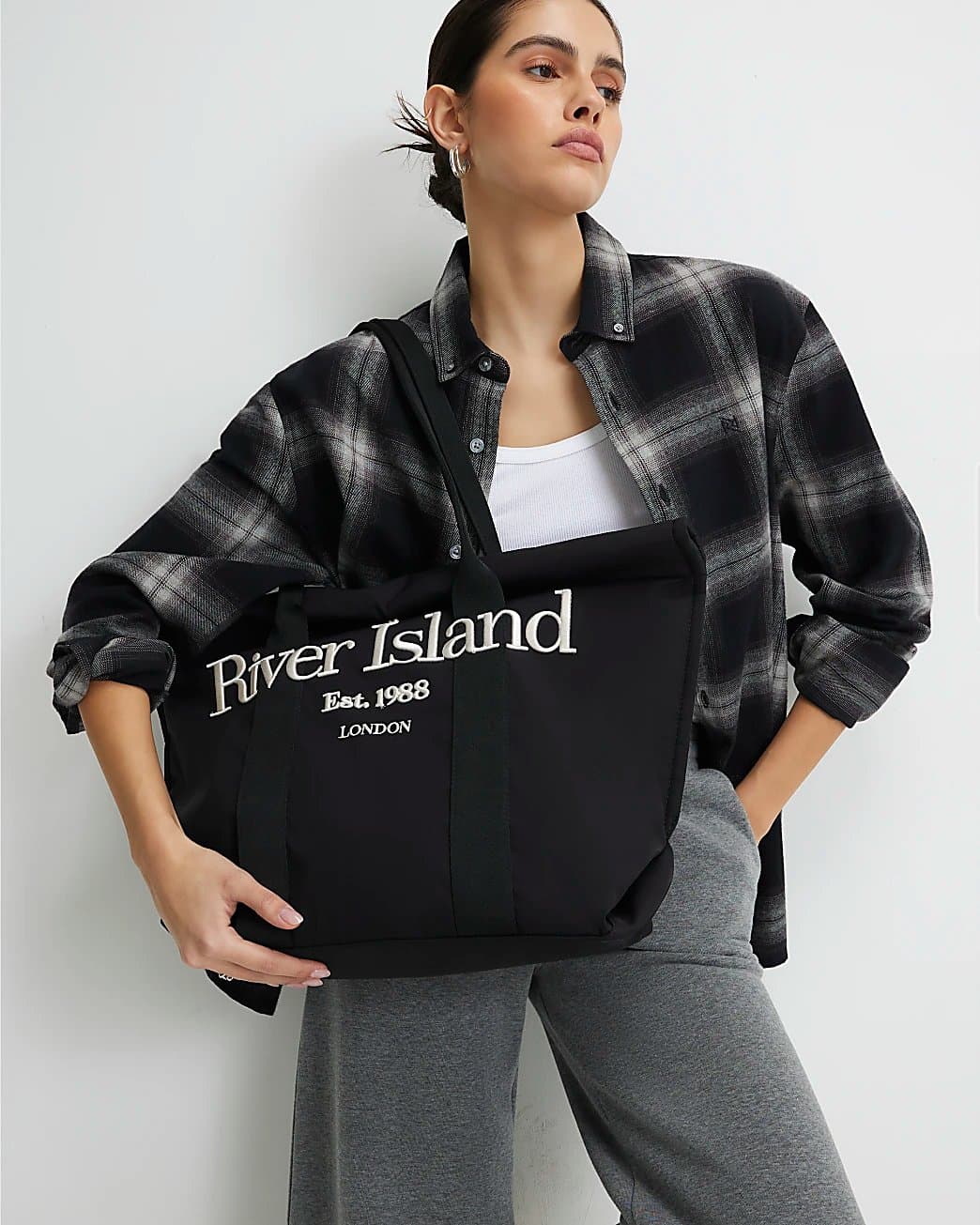 River Island River Island Womens Black Roll Top Holdall Bag