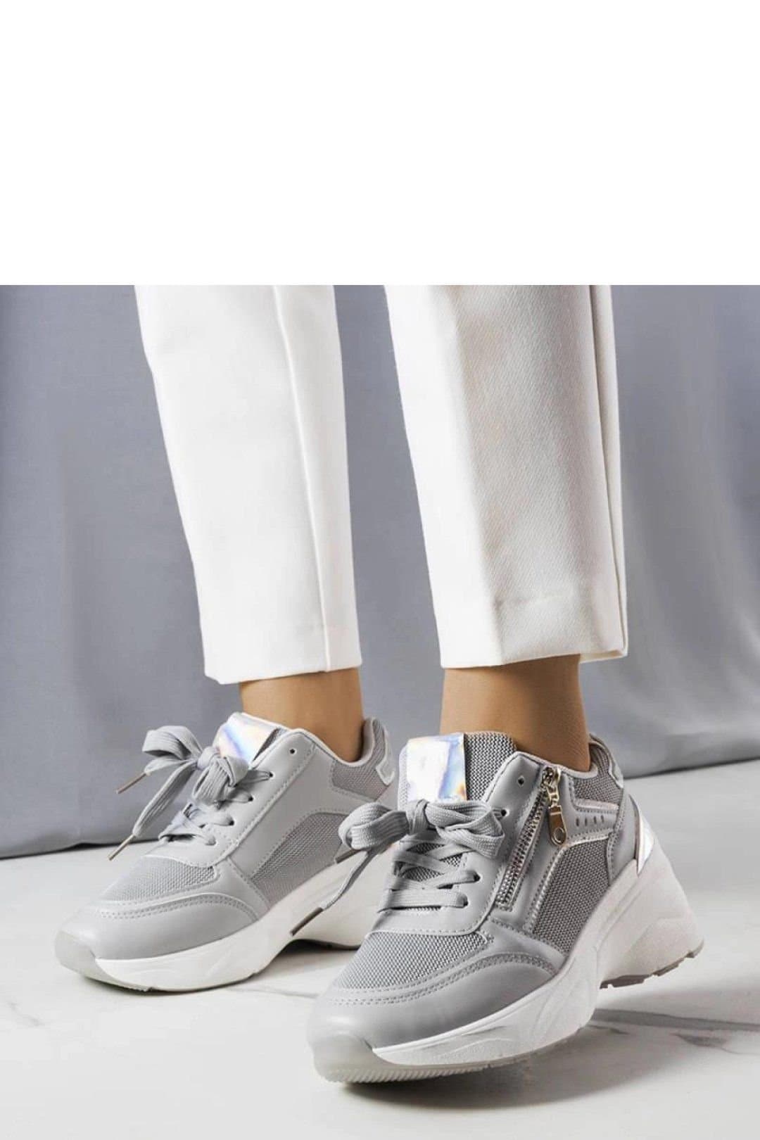 Love Lace Love Lace Women's Stacey Wedge Sneakers with Lace Up Comfort Rubber Sole Daily in Grey