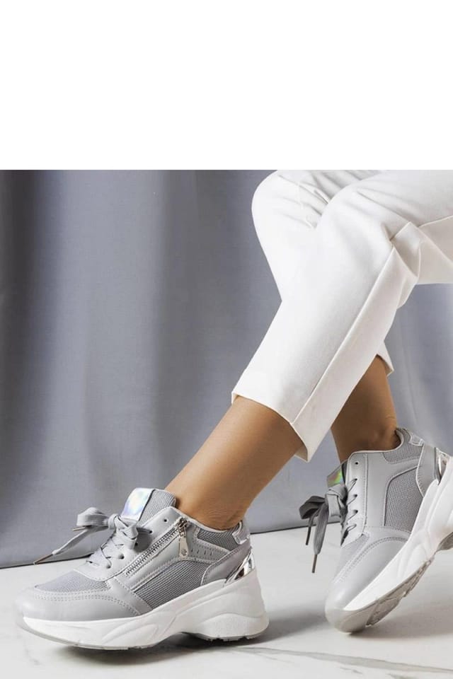 Love Lace Love Lace Women's Stacey Wedge Sneakers with Lace Up Comfort Rubber Sole Daily in Grey - 2