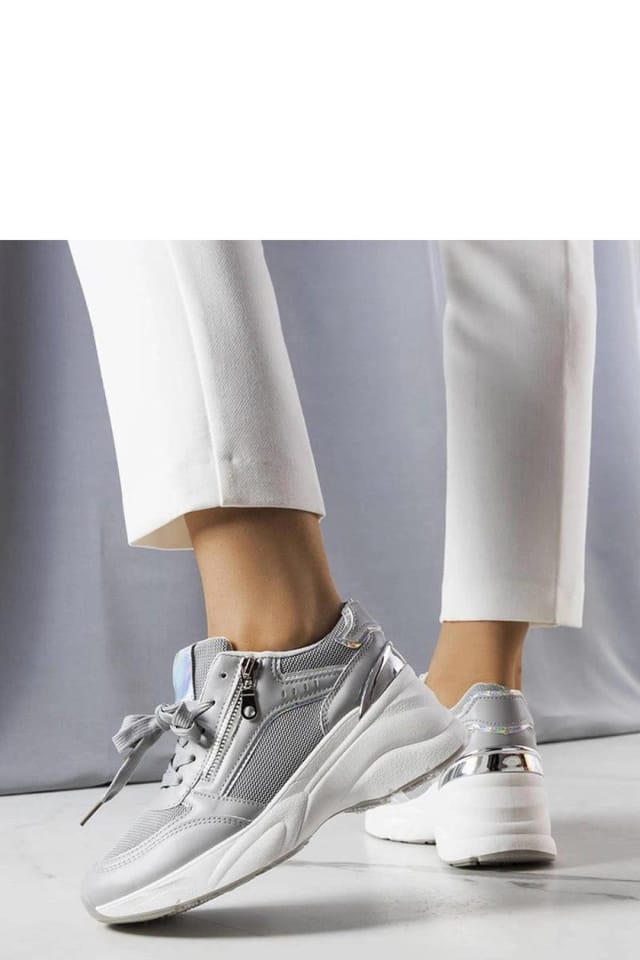 Love Lace Love Lace Women's Stacey Wedge Sneakers with Lace Up Comfort Rubber Sole Daily in Grey - 3