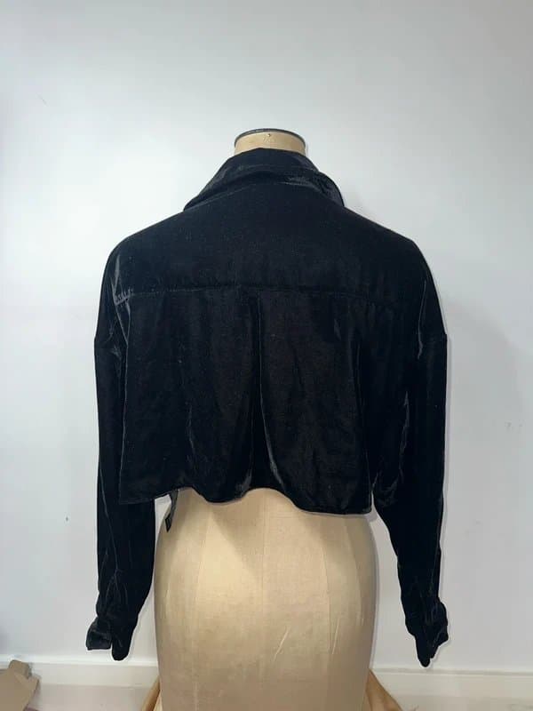 ASOS Black Velvet Crop Shirt Size 8 | ASOS | Party Top | Evening | Going Out | Y2K
