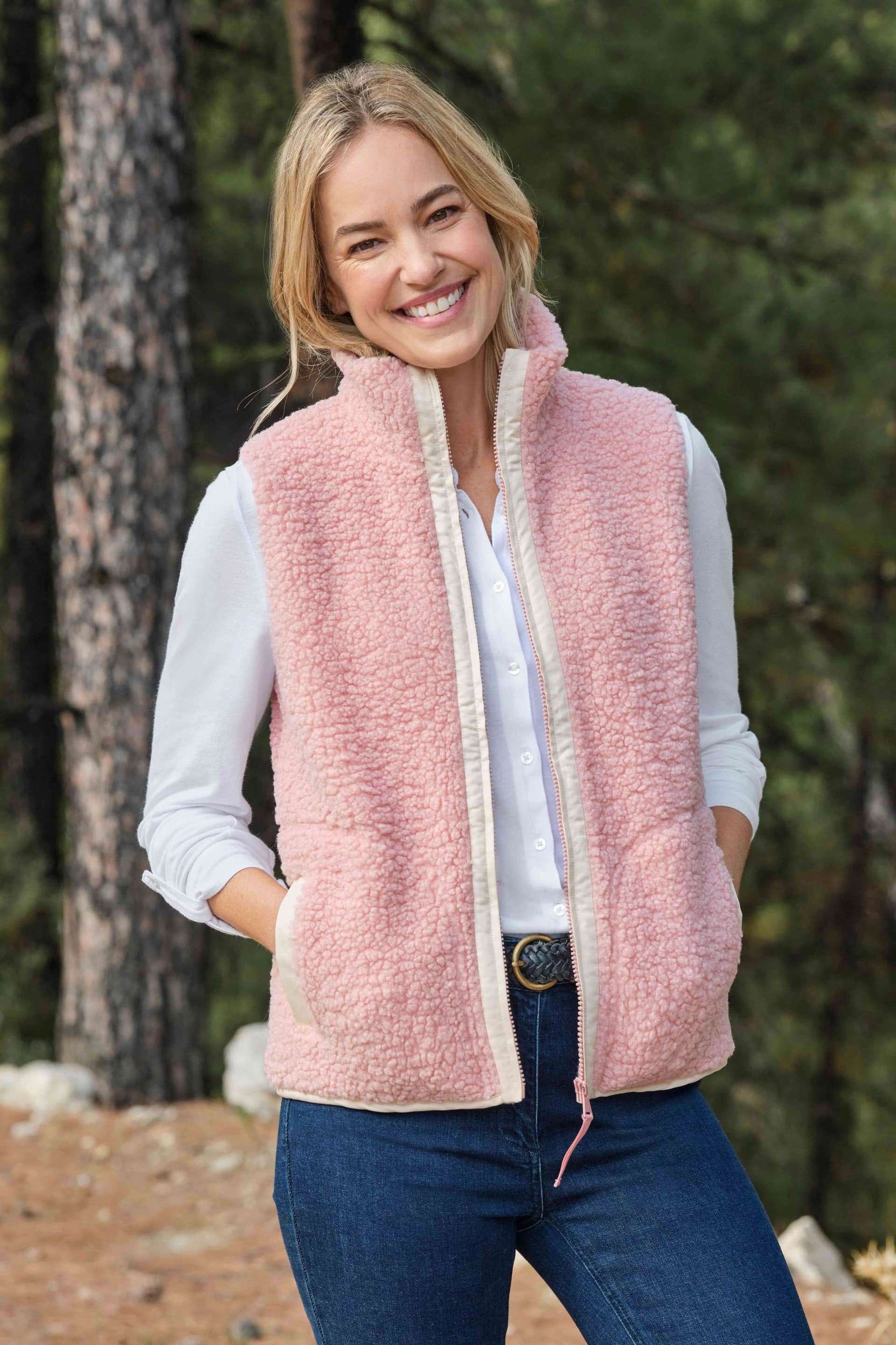 WoolOvers WoolOvers Women's Buxton Borg Gilet in Pink