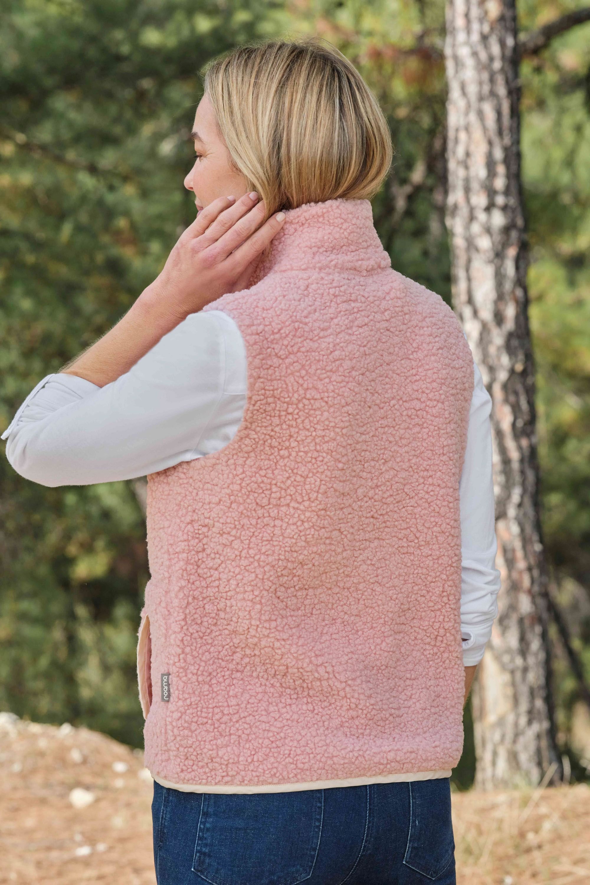 WoolOvers WoolOvers Women's Buxton Borg Gilet in Pink - 3