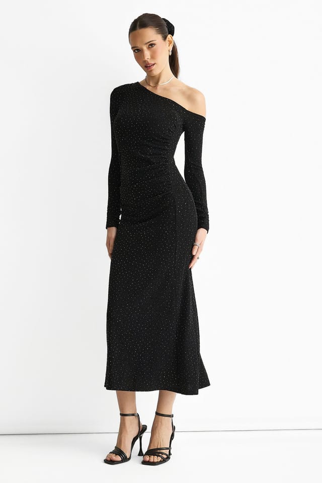 Gini London Gini London Women's Black Hot Fix Studded Jersey Midi Dress - 3