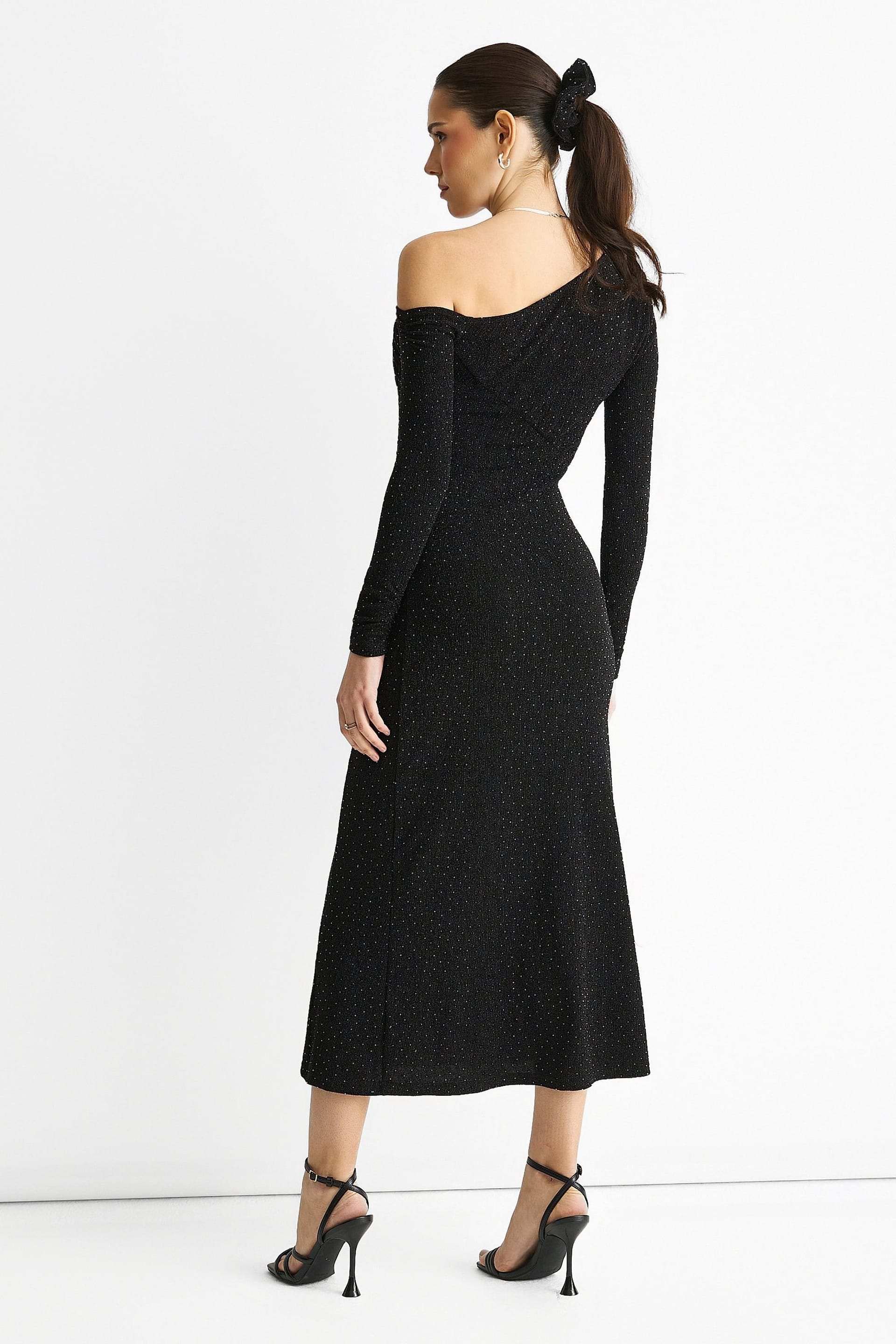 Gini London Gini London Women's Black Hot Fix Studded Jersey Midi Dress - 4