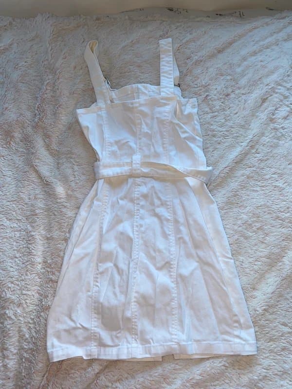 H&M White denim buck up dress