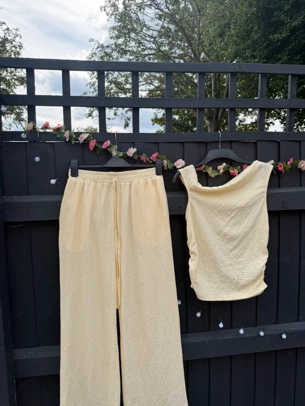 Boutique Butter Yellow Textured 2 Piece Co-ord | Size M UK 10-12