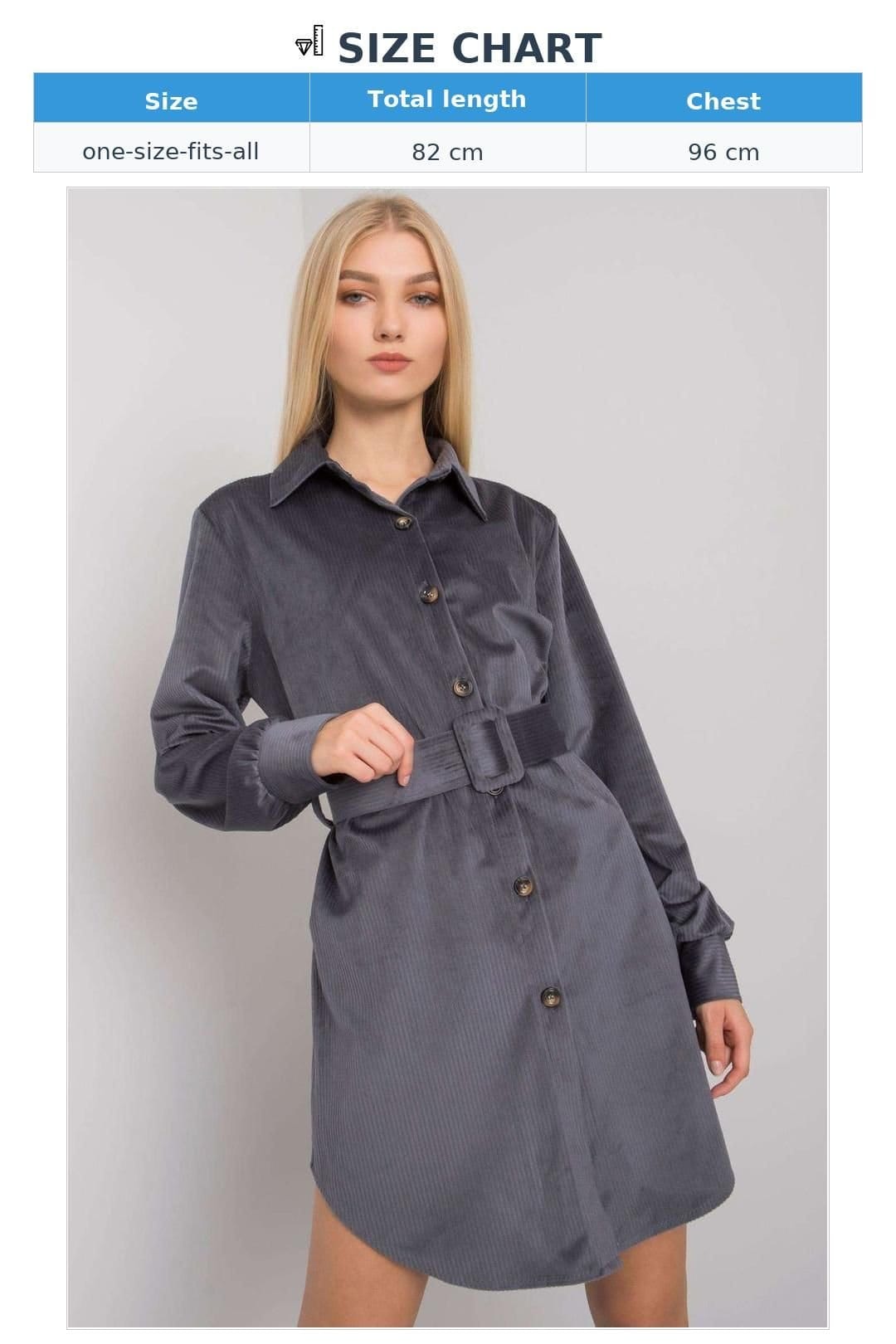 Love Lace Love Lace Women's Graphite Button Down Shirt Dress With Belt in Grey - 4