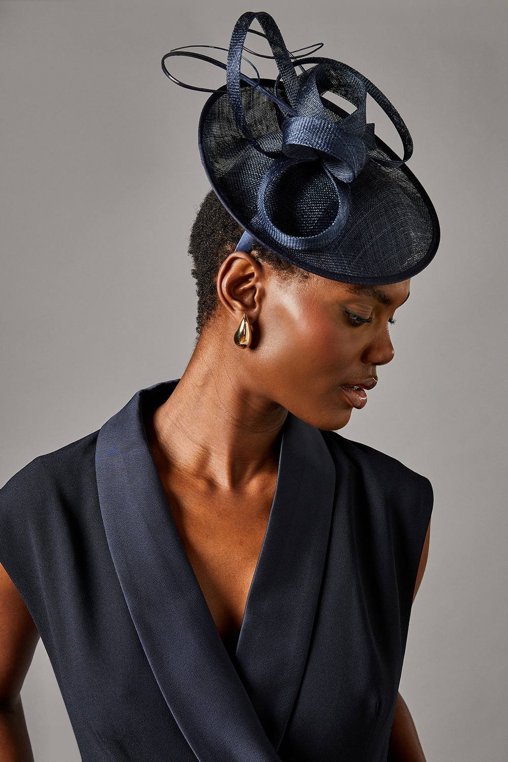 Coast Coast Women's Side Facing Structured Fascinator in Navy - 2
