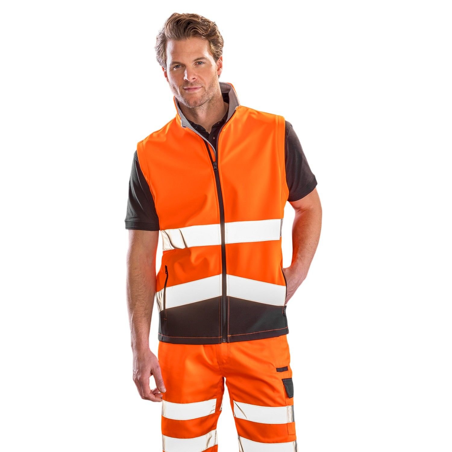 SAFE-GUARD by Result SAFE-GUARD by Result Men's Softshell Printable Gilet in Burnt Orange - 3