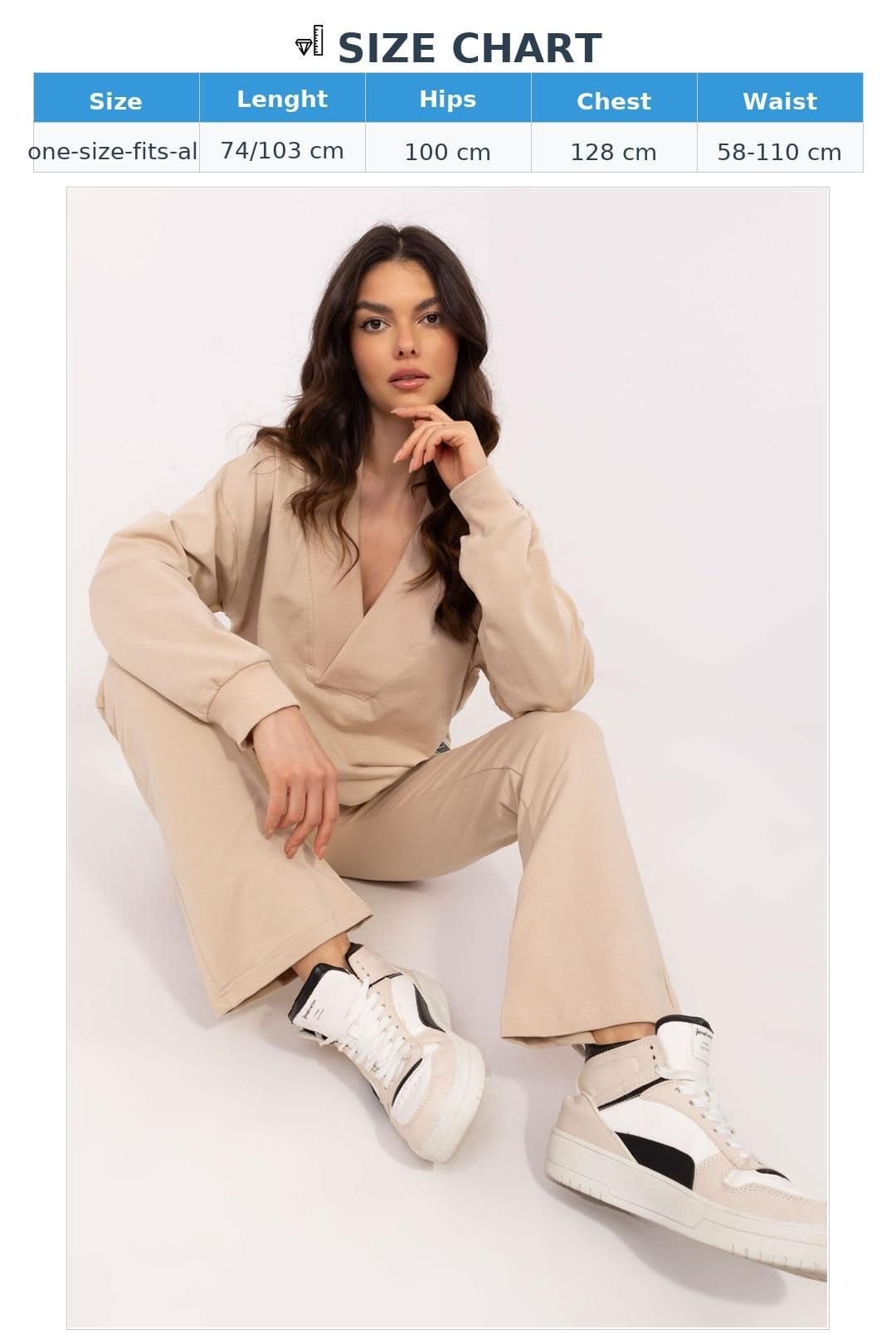 Love Lace Love Lace Women's Cotton Wrap Blouse Wide Waist Trousers Set in Beige - 4