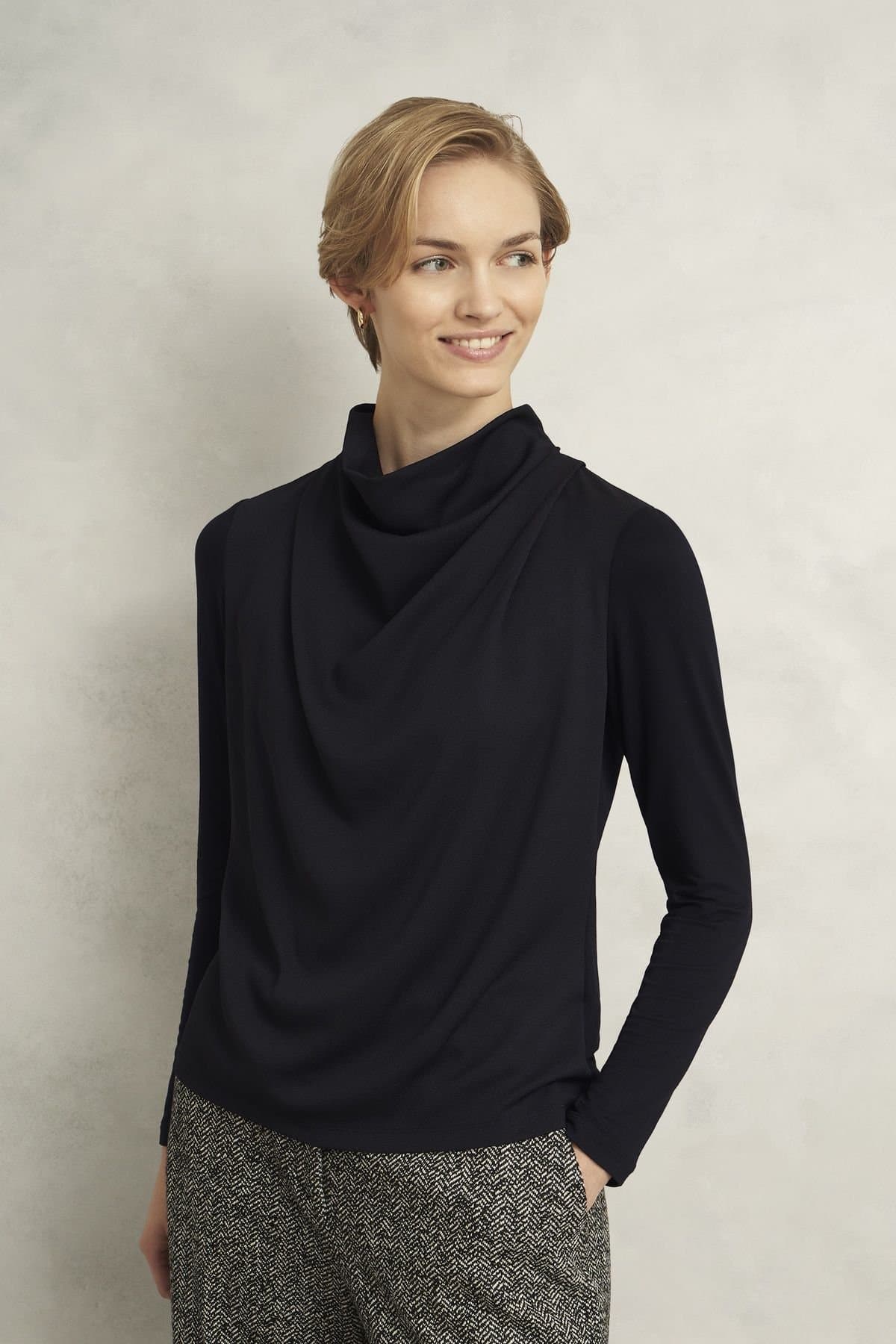 Hobbs London Hobbs London Dark Navy Cowl Neck Blouse