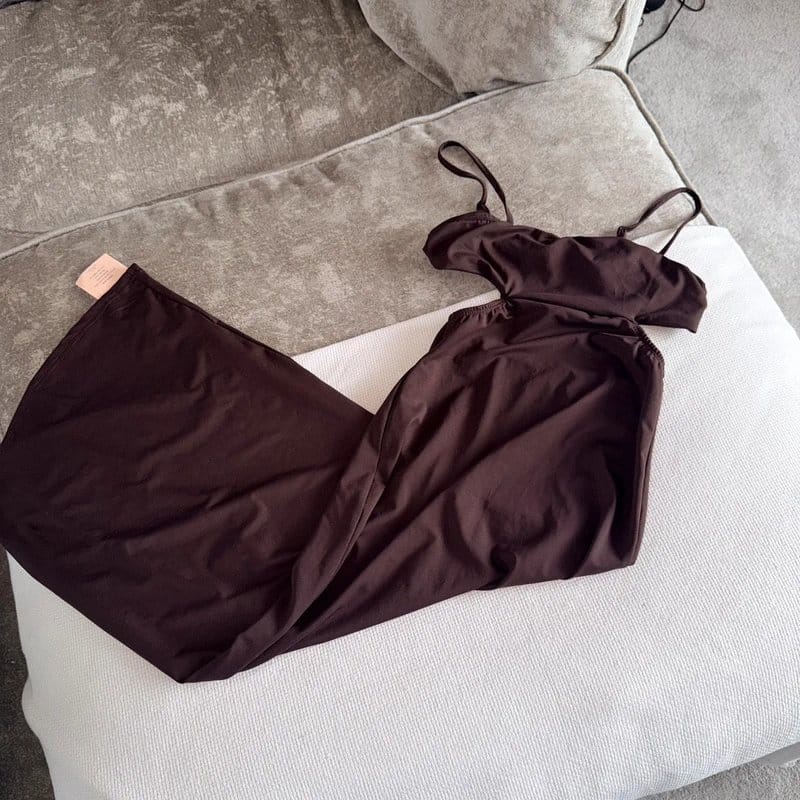 SHEIN Brown Cut-Out Midi Dress