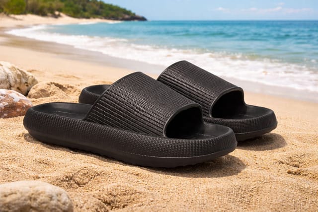 LARANGE LARANGE Men's Men's Ultra-Soft Slide Sandals Lightweight Non-Slip Cushioned Slippers in Black - 3