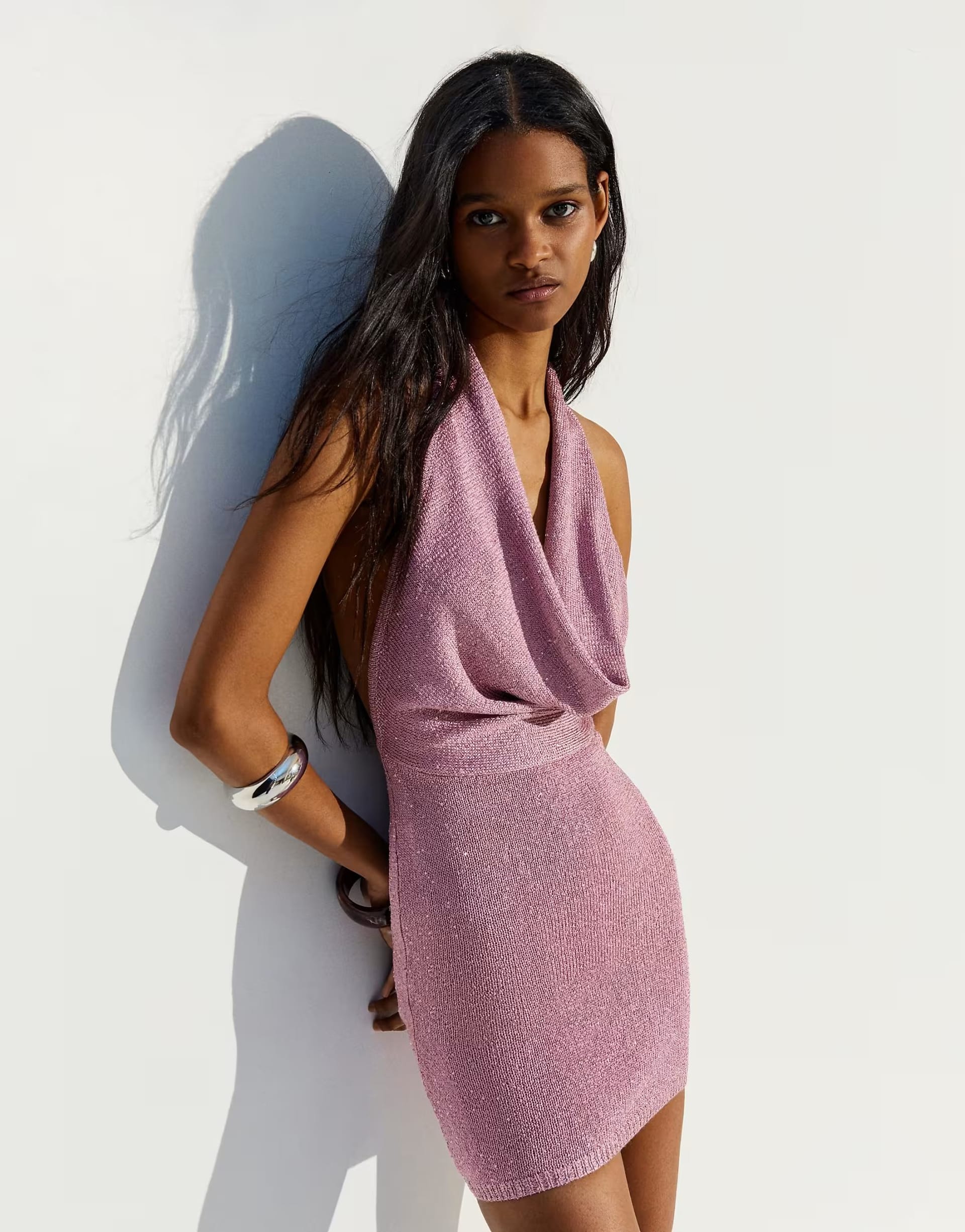 ASOS Pink Sequin Halter Mini Dress