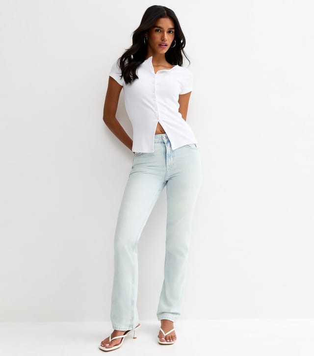 New Look Women's Light Blue Super Bleach Wash Straight Leg Jeans New Look - 2