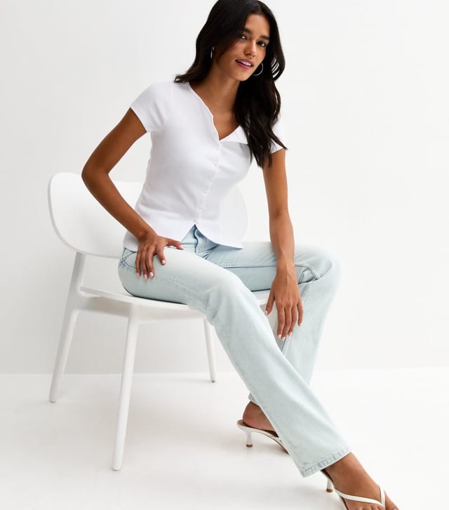 New Look Women's Light Blue Super Bleach Wash Straight Leg Jeans New Look - 3