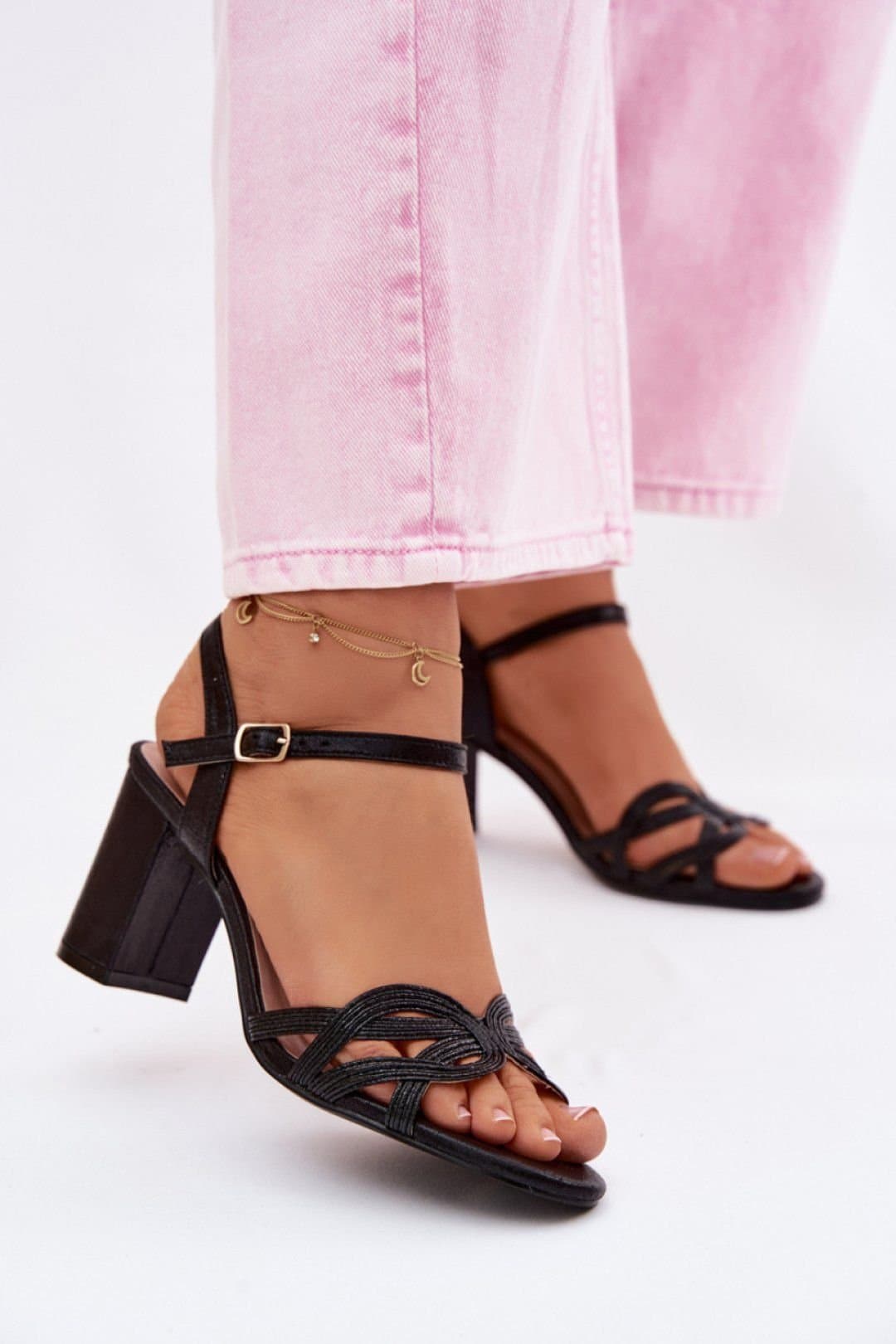 Love Lace Love Lace Black Shiny High Heel Evening Sandals