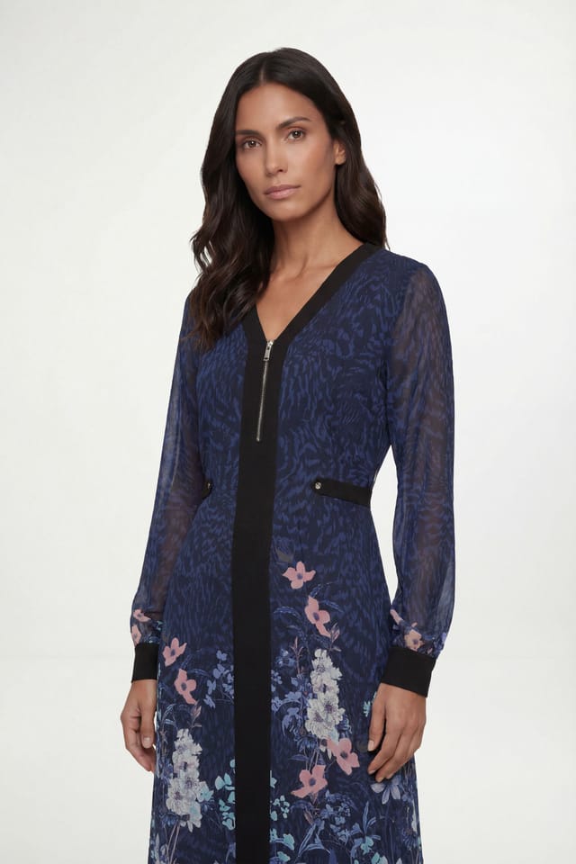 Wallis Wallis Women's Floral Zip Midi Dress in Navy - 3