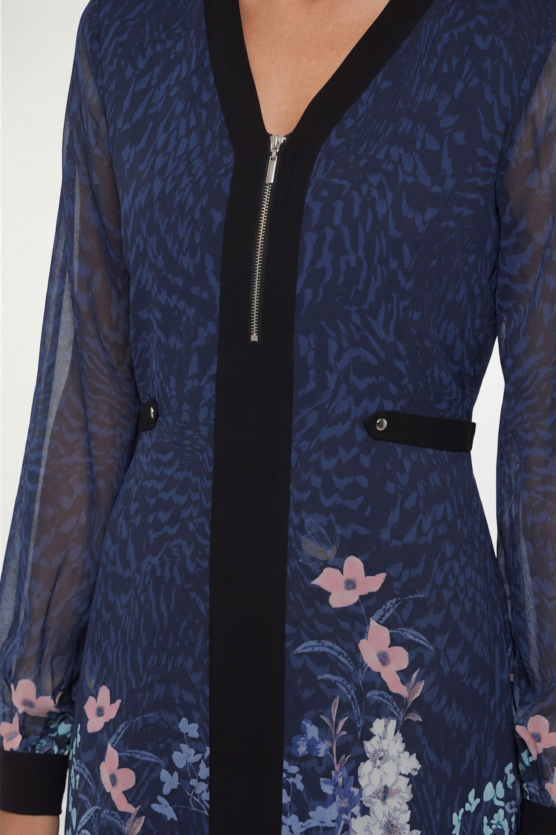 Wallis Wallis Women's Floral Zip Midi Dress in Navy - 4