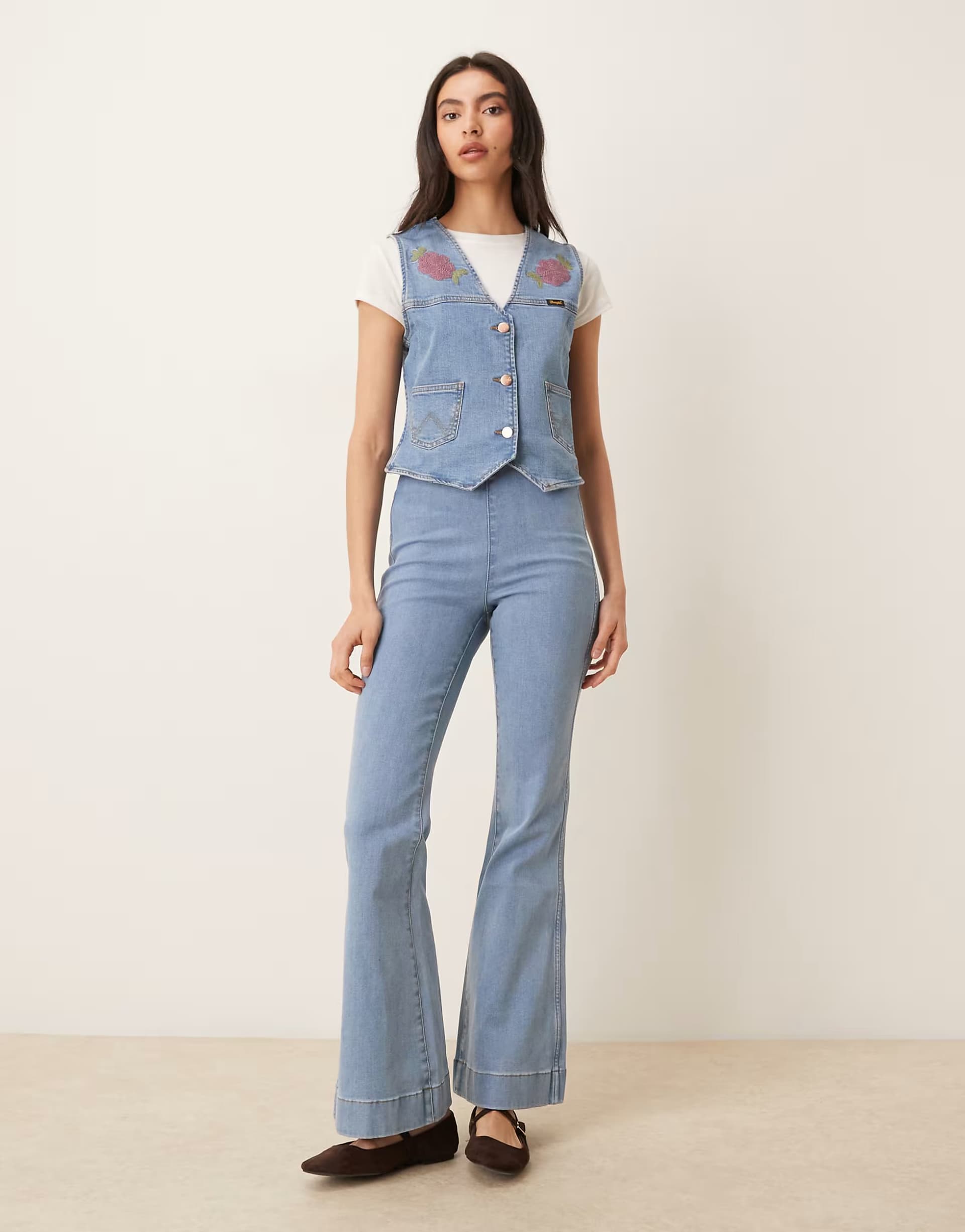 ASOS Wrangler x Lainey Wilson stretch flare co-ord jeans in blue