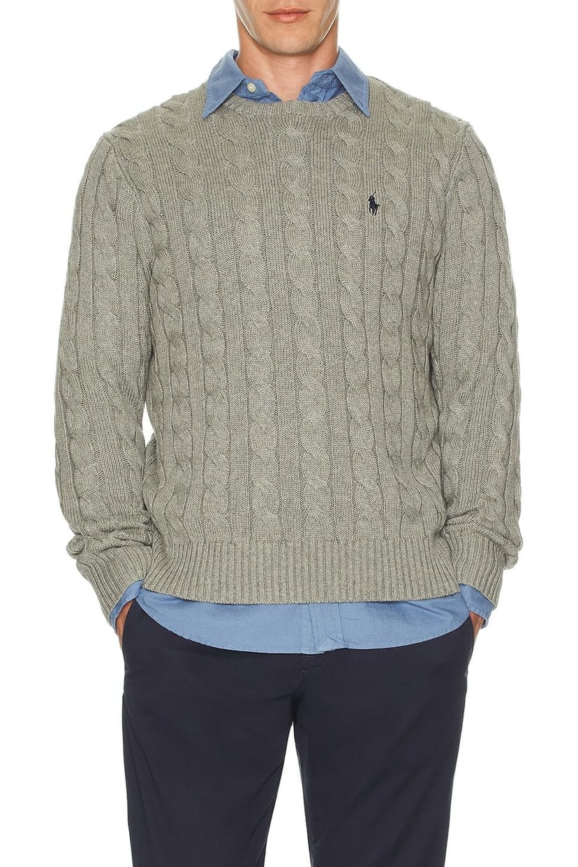 revolve Cotton Cable Knit Crewneck Sweater - 1