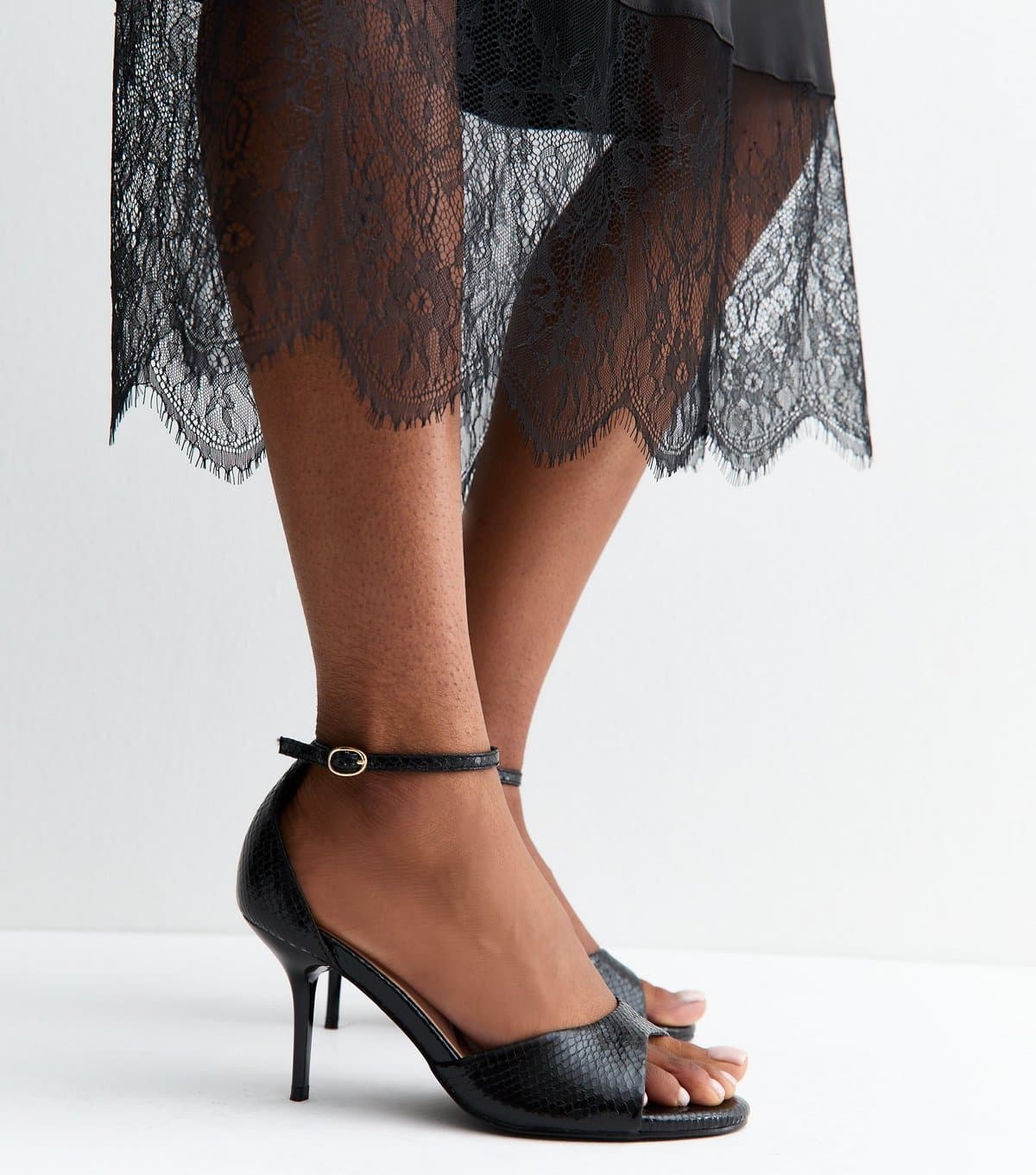 New Look New Look Black Faux Leather Stiletto Sandals