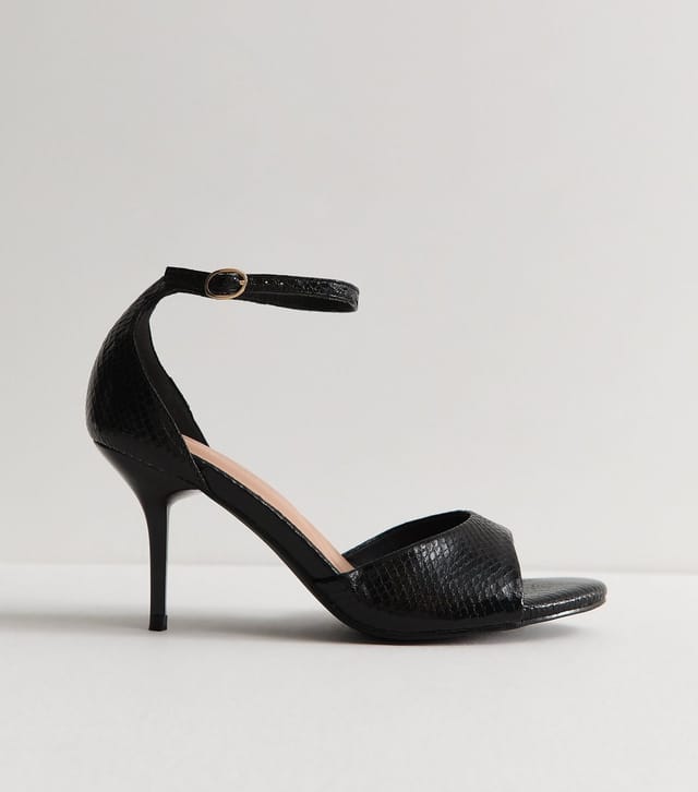 New Look Women's Wide Fit Black Faux Leather Stiletto Sandals New Look - 2