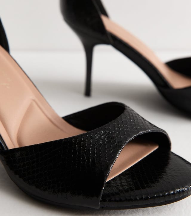 New Look Women's Wide Fit Black Faux Leather Stiletto Sandals New Look - 3