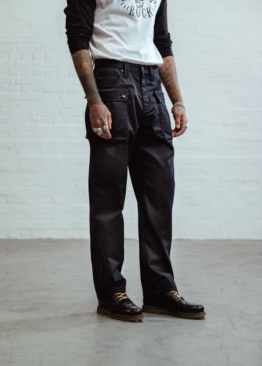 Chet Rock Chet Rock Men's Orbinson Loose Fit Utility Trousers Black Twill