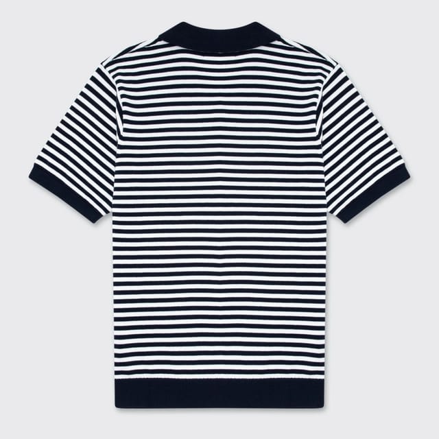 Walker & Hunt Walker & Hunt Men's Milton Striped Polo in Navy - 2