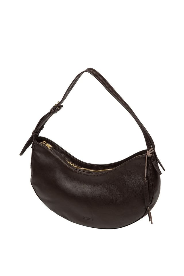 Cultured London Cultured London Women's 'Consuelo' Leather Grab Bag in Dark Brown - 3