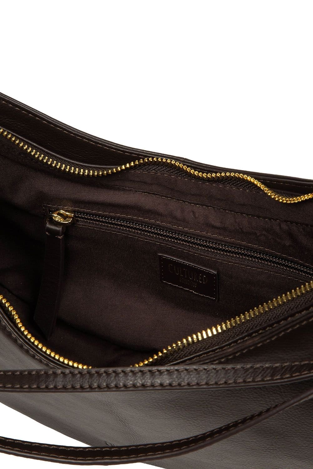 Cultured London Cultured London Women's 'Consuelo' Leather Grab Bag in Dark Brown - 4