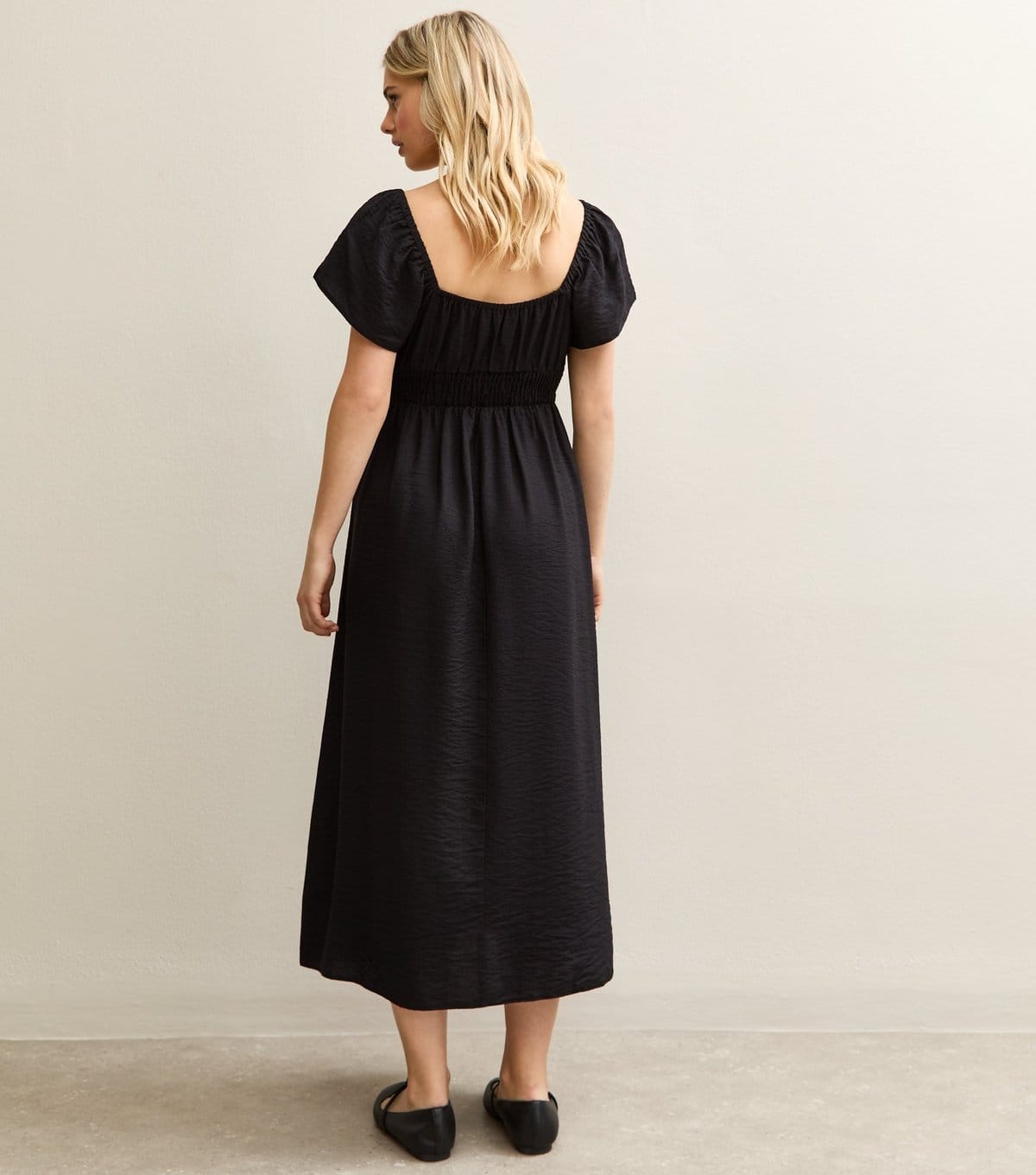 New Look Women's Black  Shirred Sweetheart Ruched Midi Dress New Look - 4