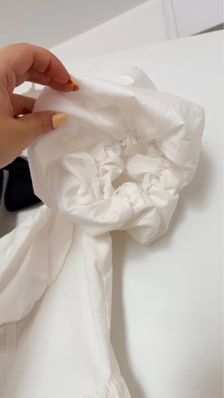 ASOS Design ASOS Luxe White Puff Sleeve Mini Dress with Black Bow New with tags