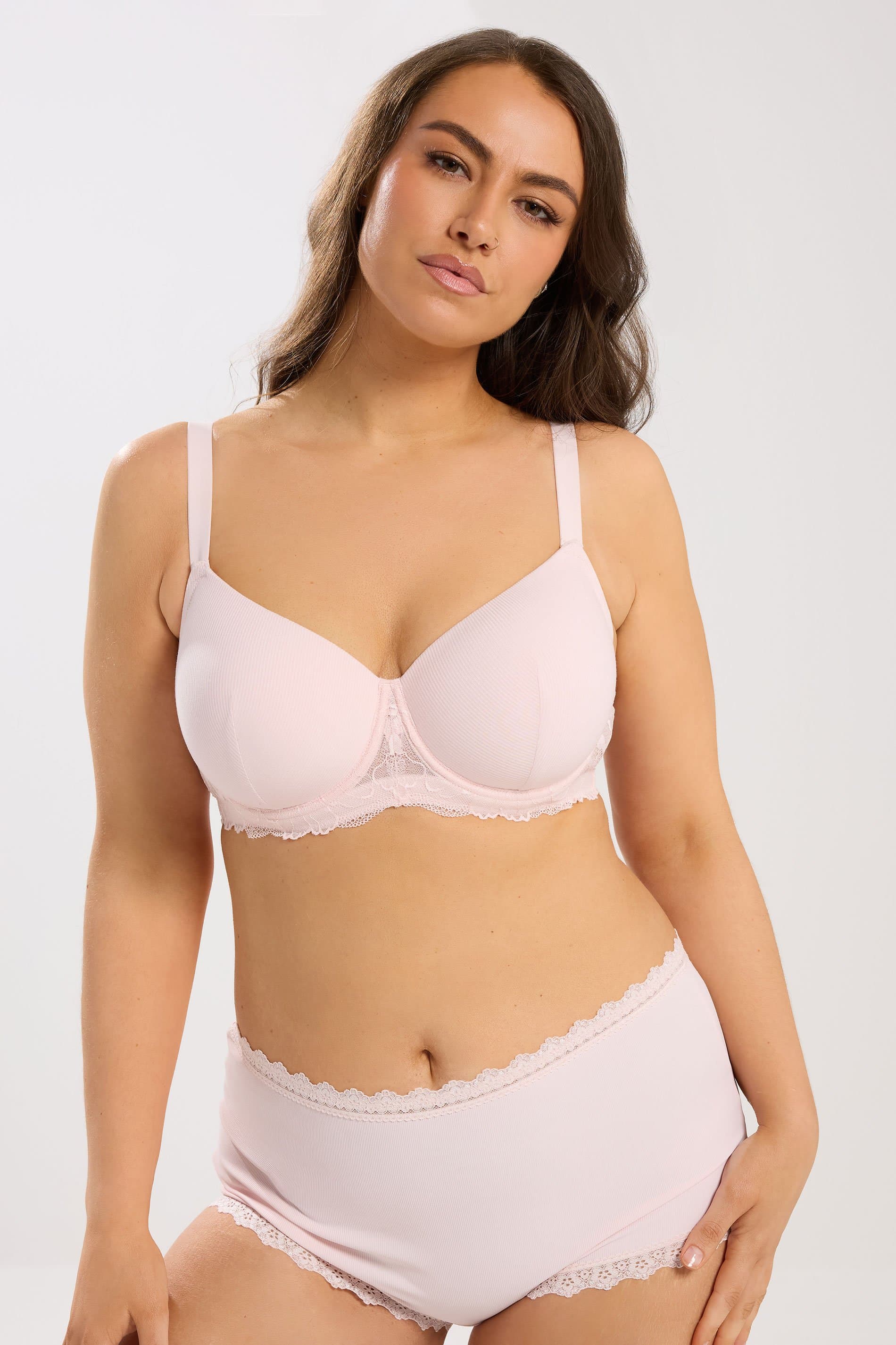 Yours Plus Size Pink Soft Touch Ribbed Underwired Bra