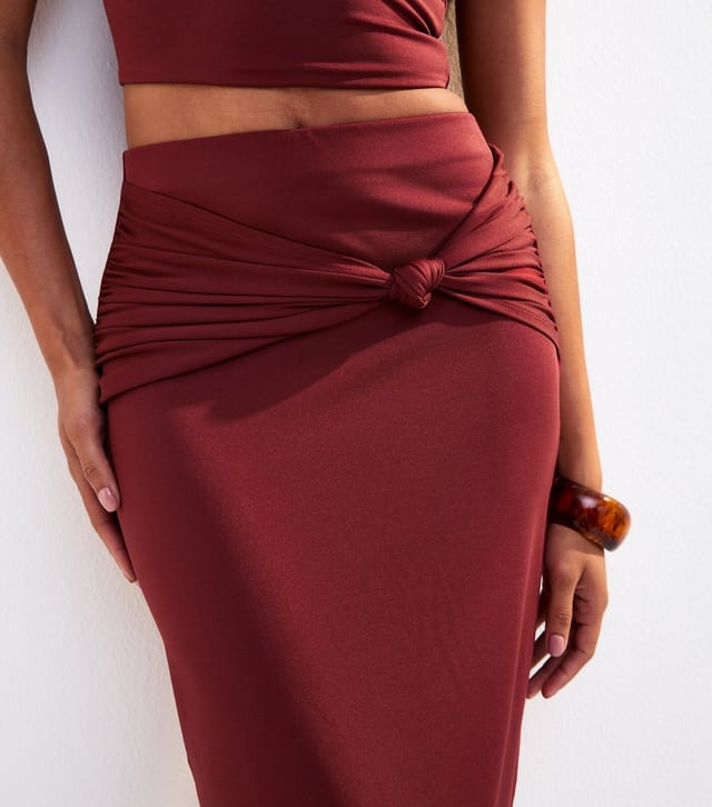 New Look Women's Rust Twist Detail Midi Skirt New Look - 3